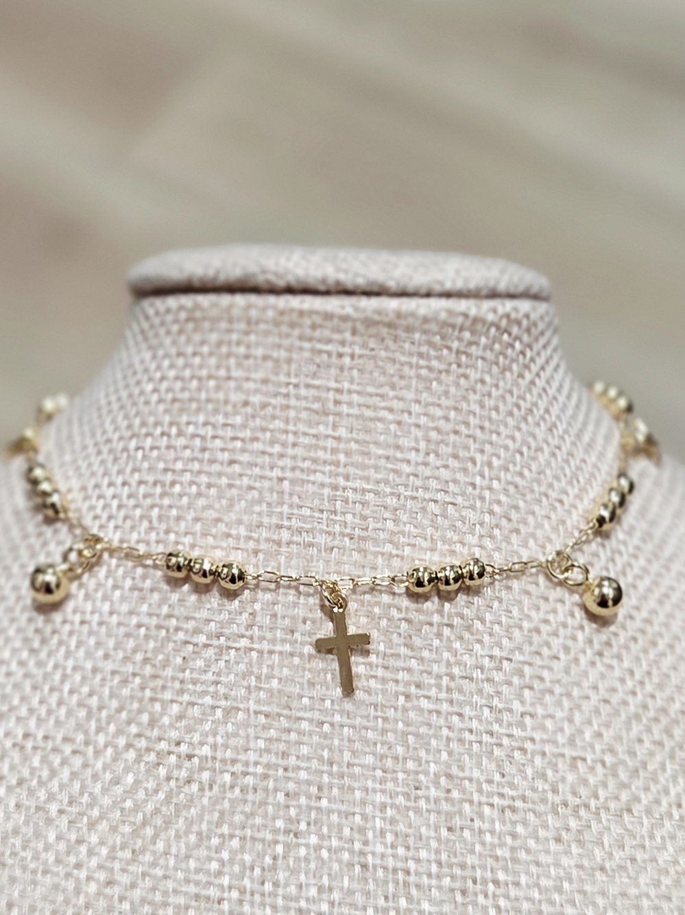 Gold Cross Dainty Beaded Anklet - Women Jewelry